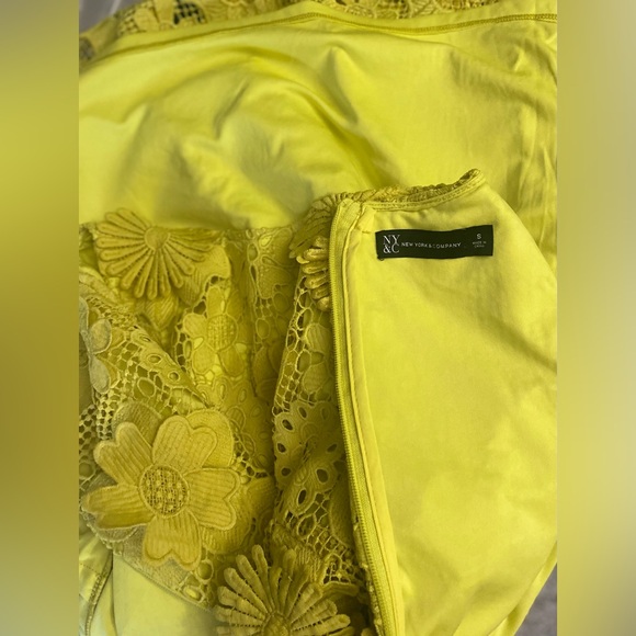 New York & Company Yellow Floral Mini Dress - Picture 5 of 6
